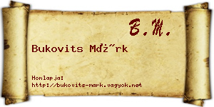 Bukovits Márk névjegykártya